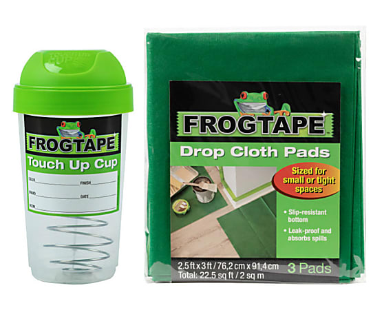 Duck Brand FrogTape Paint StorageTouch Up Cup And Drop Cloths Green -  Office Depot